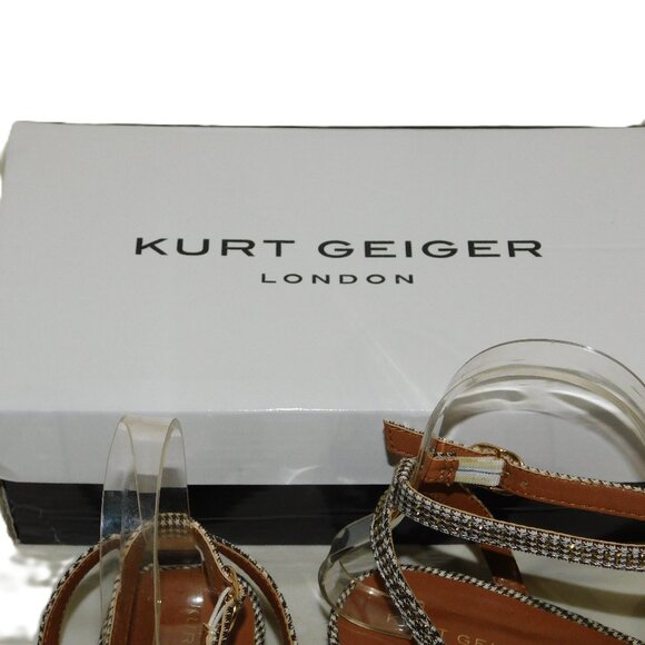 Kurt Geiger London Mini Kensington Block Heel Sandal Girls Size 2 Gold Glitz - Picture 2 of 12